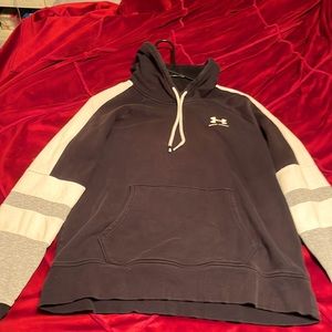 black,white, and grey under armour sweatshirt